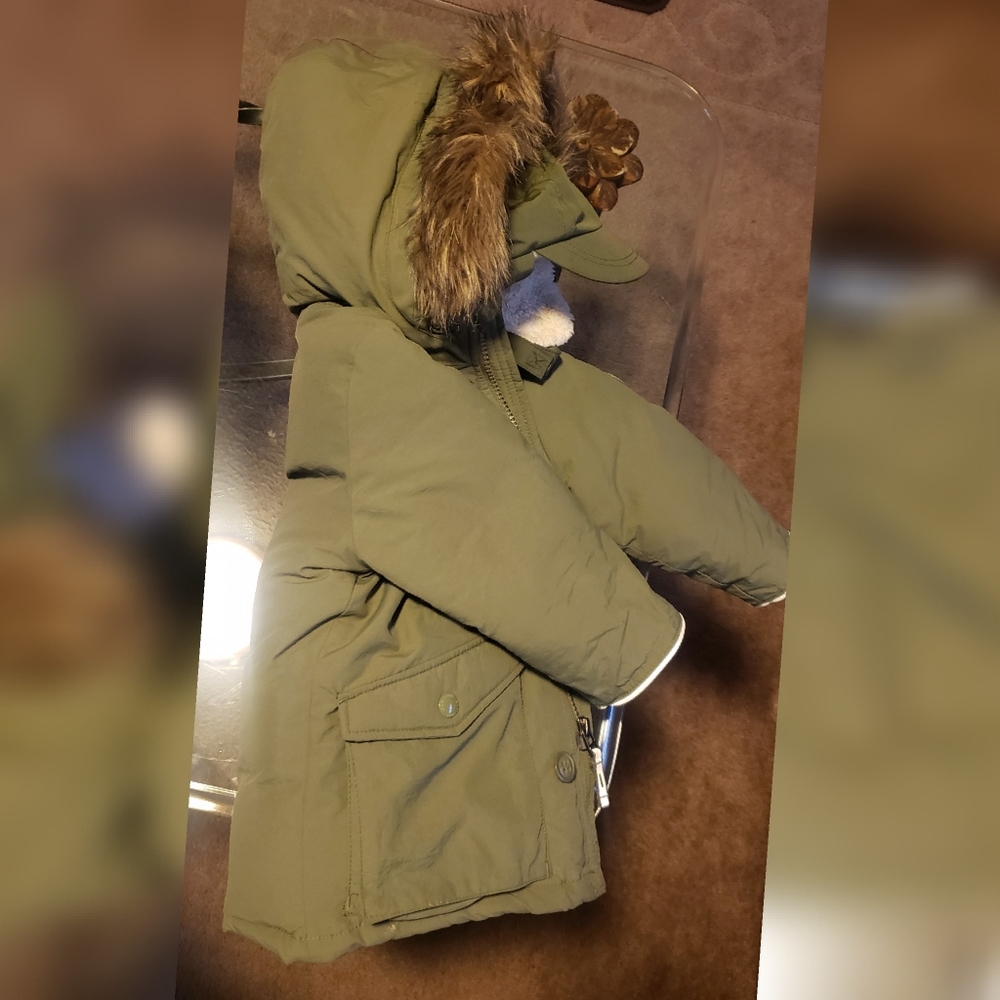 Gap Olive Green Winter Coat with Old Navy Hat